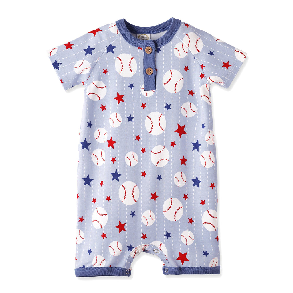 Grand Slam Baseball Bamboo Shorty Romper for Baby Boys