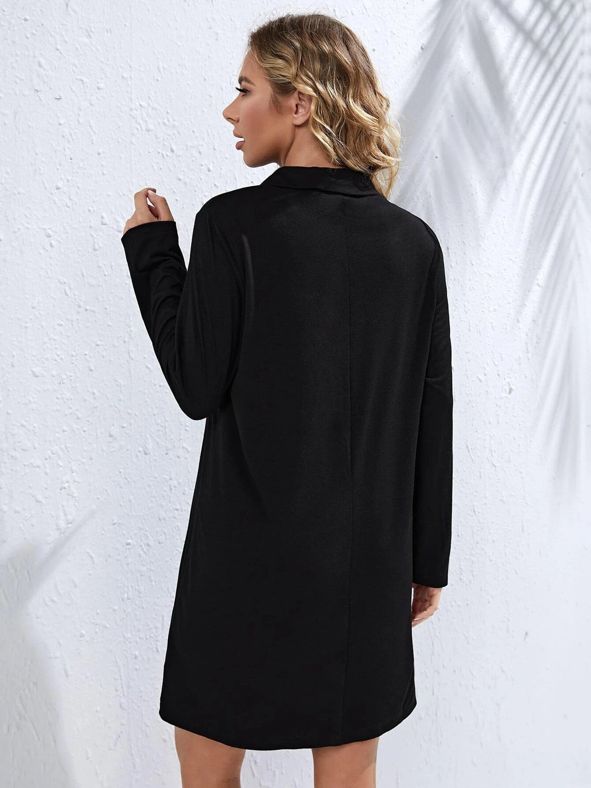 Maternity Nursing Nightdress — Long Sleeve V-Neck Sleep Skirt | Comfortable Casual Home Sleepwear for Pregnant Women, Black