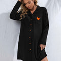 Maternity Nursing Nightdress — Long Sleeve V-Neck Sleep Skirt | Comfortable Casual Home Sleepwear for Pregnant Women, Black