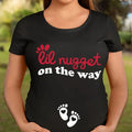 Comfy Maternity T-Shirt - "Lil Nugget on the Way" Graphic, Short Sleeve, Casual Polyester Tee for Pregnant Women, Machine Washable, Summer Wear