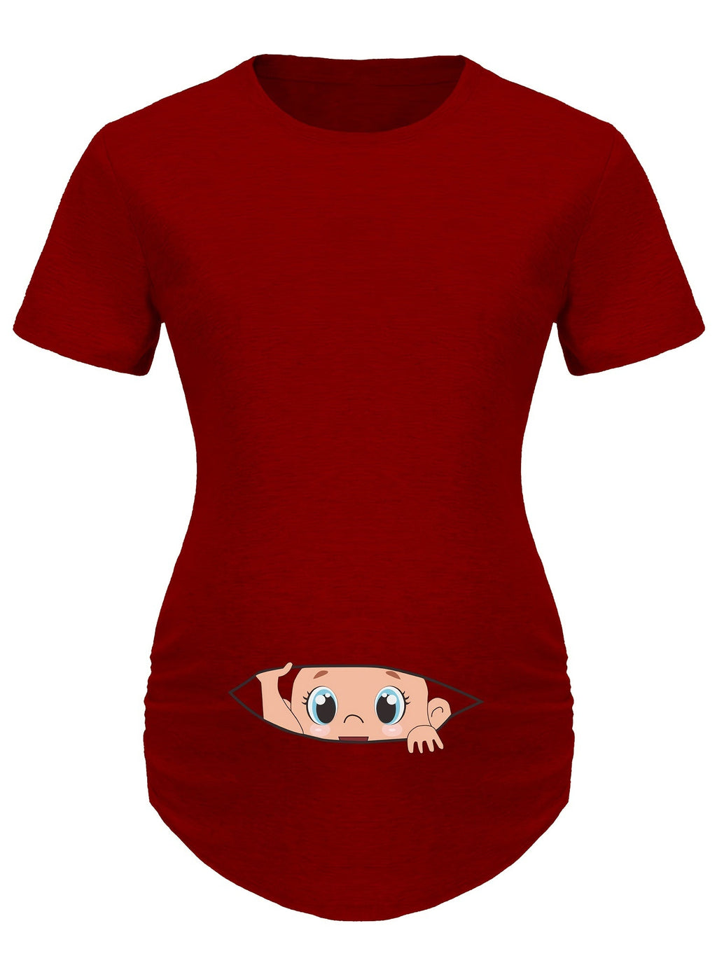 Letter Printed Short-sleeved Maternity Wear Black T-shirt with Big-eyed Baby Pattern