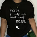 Extra Heartbeat Inside" Graphic Maternity Tee - Casual & Comfy Polyester-Spandex Blend, Short Sleeve, Round Neck Women's Pregnancy Announcement Top with Cute Heart Detail, Machine Washable