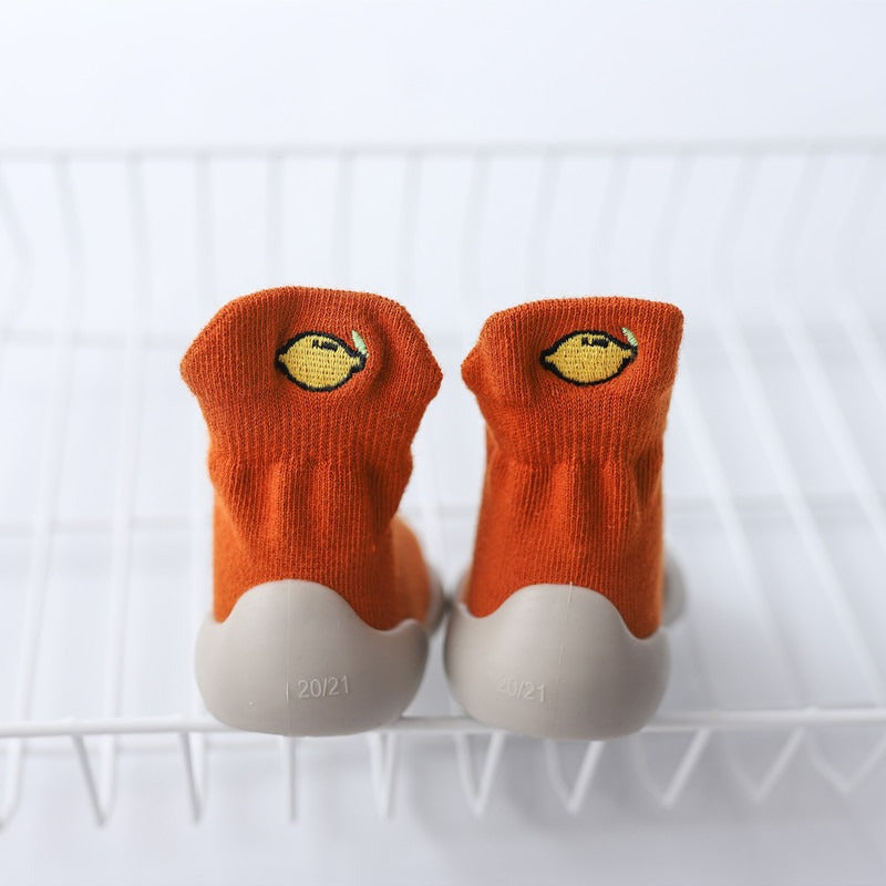 Autumn New Soft Sole Baby Walking Shoes Knitted Embroidered Baby Floor Socks Shoes Avocado Children's Socks