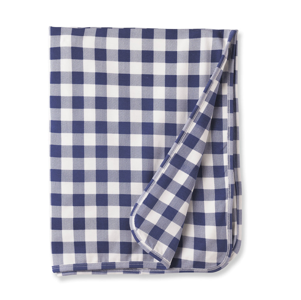 Picnic Plaid/Blue Soft Bamboo Stroller Blanket for Baby