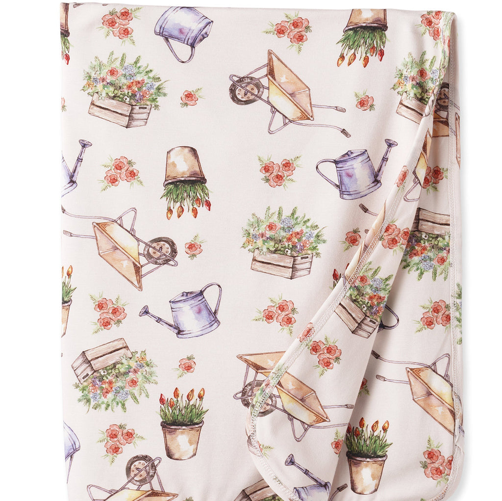 Petal Patch Stroller Blanket - Soft Bamboo Garden Throw
