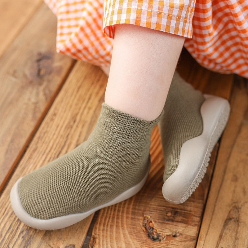 Autumn New Soft Sole Baby Walking Shoes Knitted Embroidered Baby Floor Socks Shoes Avocado Children's Socks