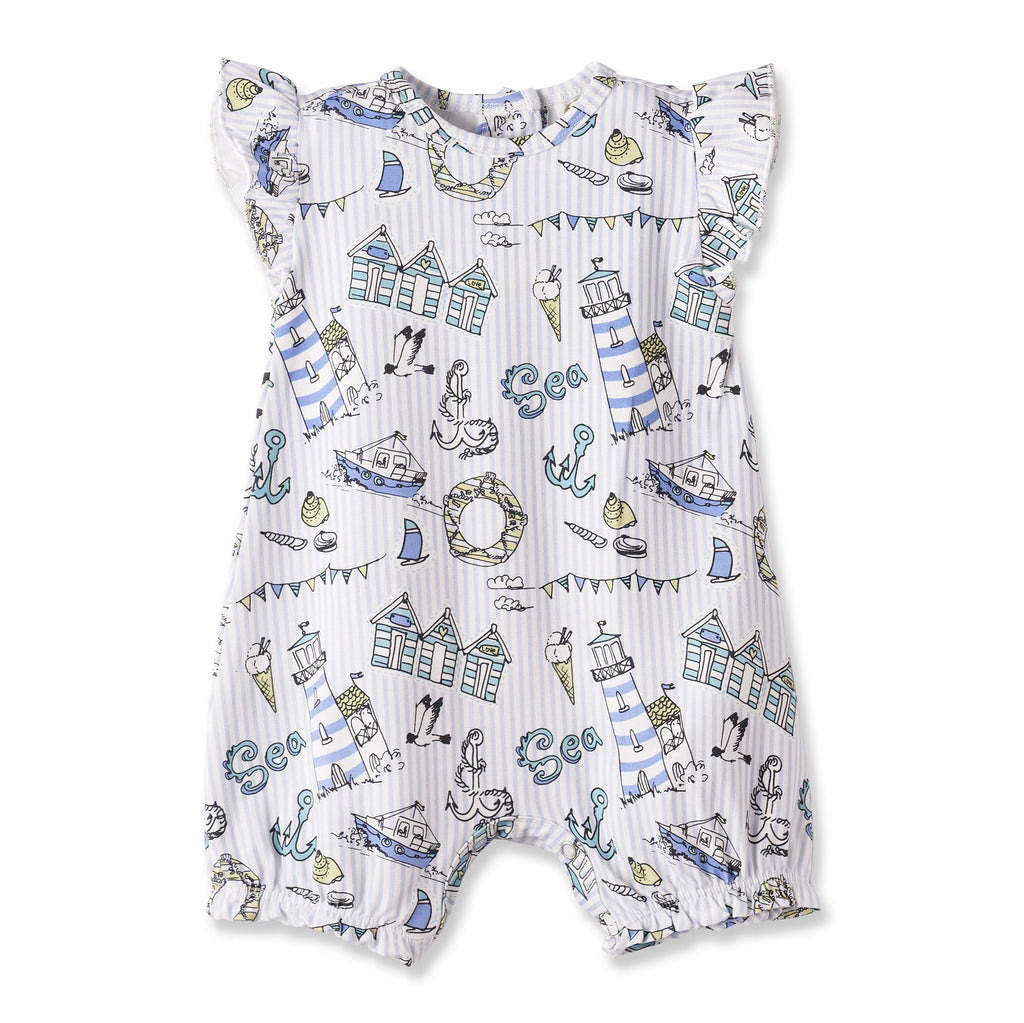 Seashore Bubble Romper – Bamboo Baby Girl Outfit
