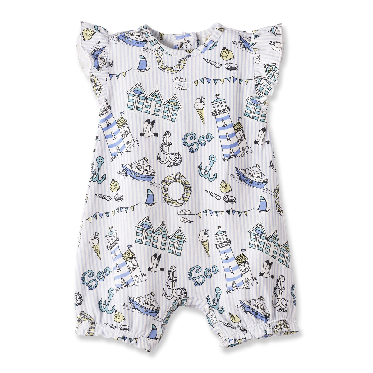 Seashore Bubble Romper – Bamboo Baby Girl Outfit