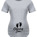 Maternity Casual Cartoon Cute Footprint Print Short Sleeve Slim Fit T-shirt For Summer Pregnancy Gift