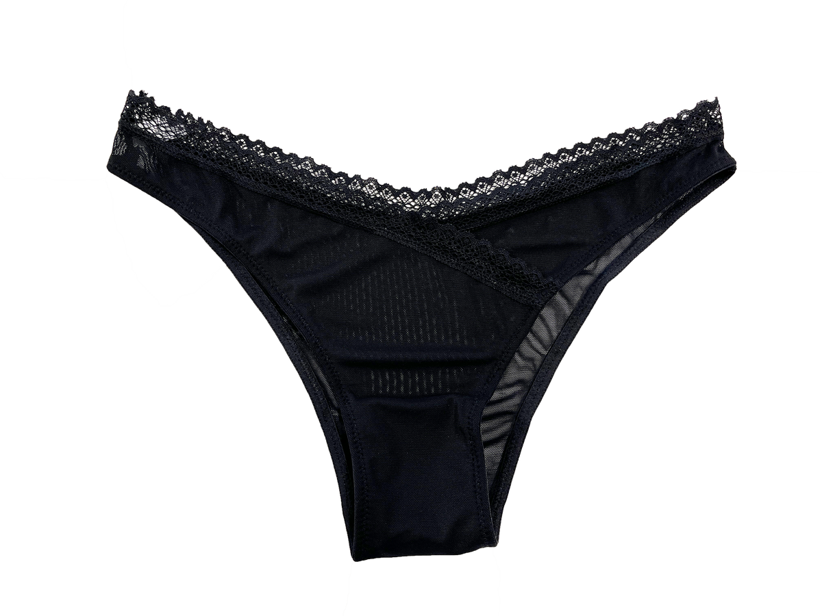 V-Front Mesh Cheeky with Lace, XS-2X