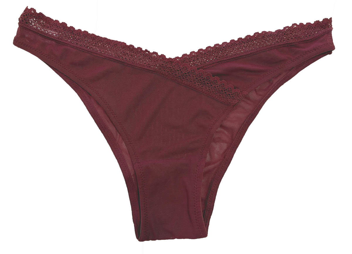 V-Front Mesh Cheeky with Lace, XS-2X