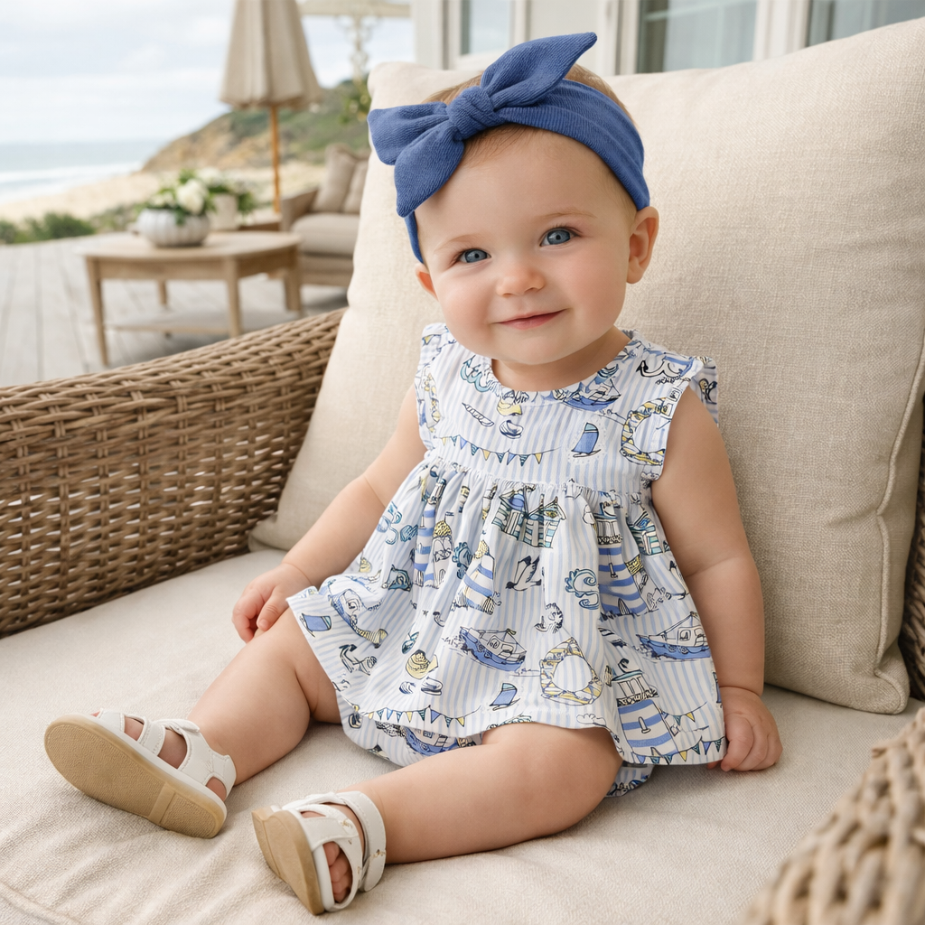 Seashore Skirted Bodysuit – Bamboo Baby Girl One-Piece