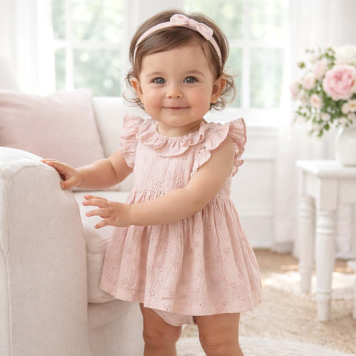 Eyelet Skirted Baby Bodysuit – Cotton for Special Occasions