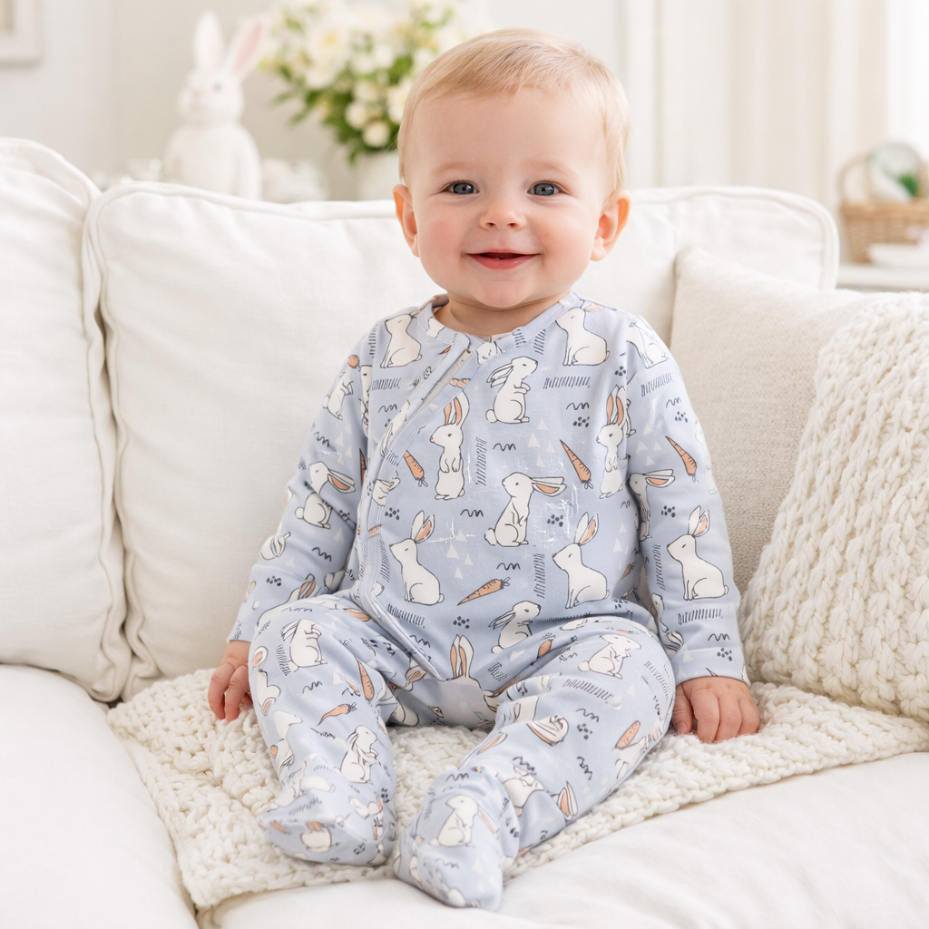 Cottontail Crew Soft Bamboo Easter Zipper Romper for Baby