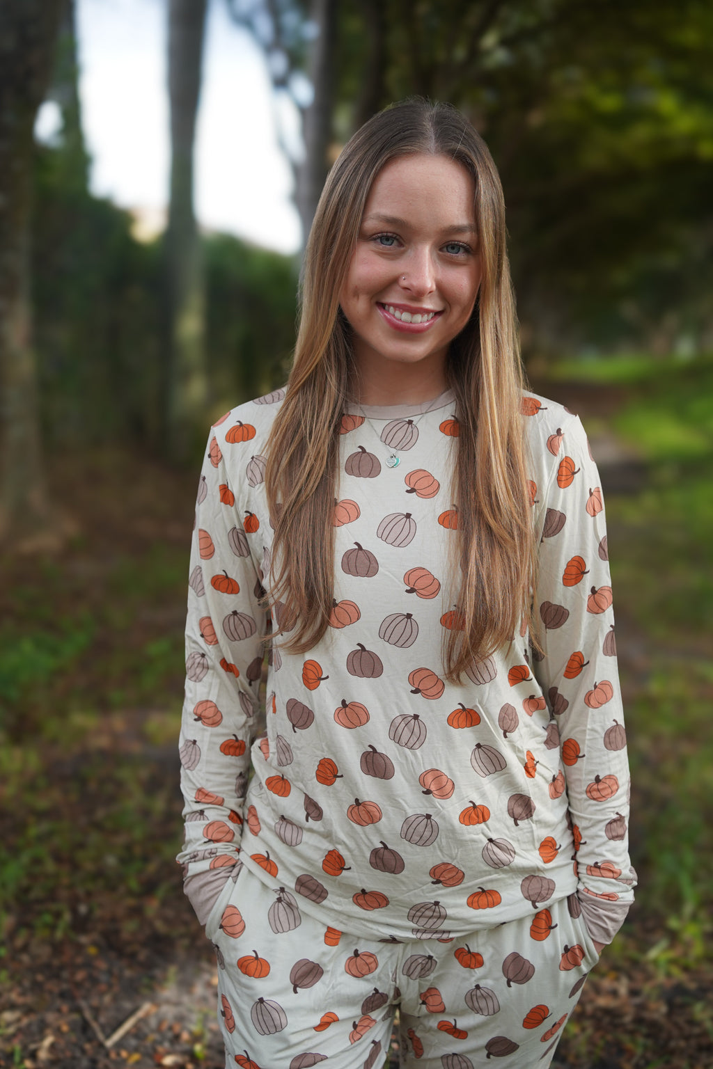 Pumpkins Beige (Women's Long Sleeve PJ)