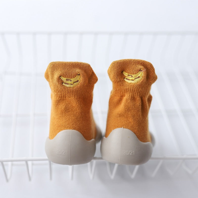 Autumn New Soft Sole Baby Walking Shoes Knitted Embroidered Baby Floor Socks Shoes Avocado Children's Socks