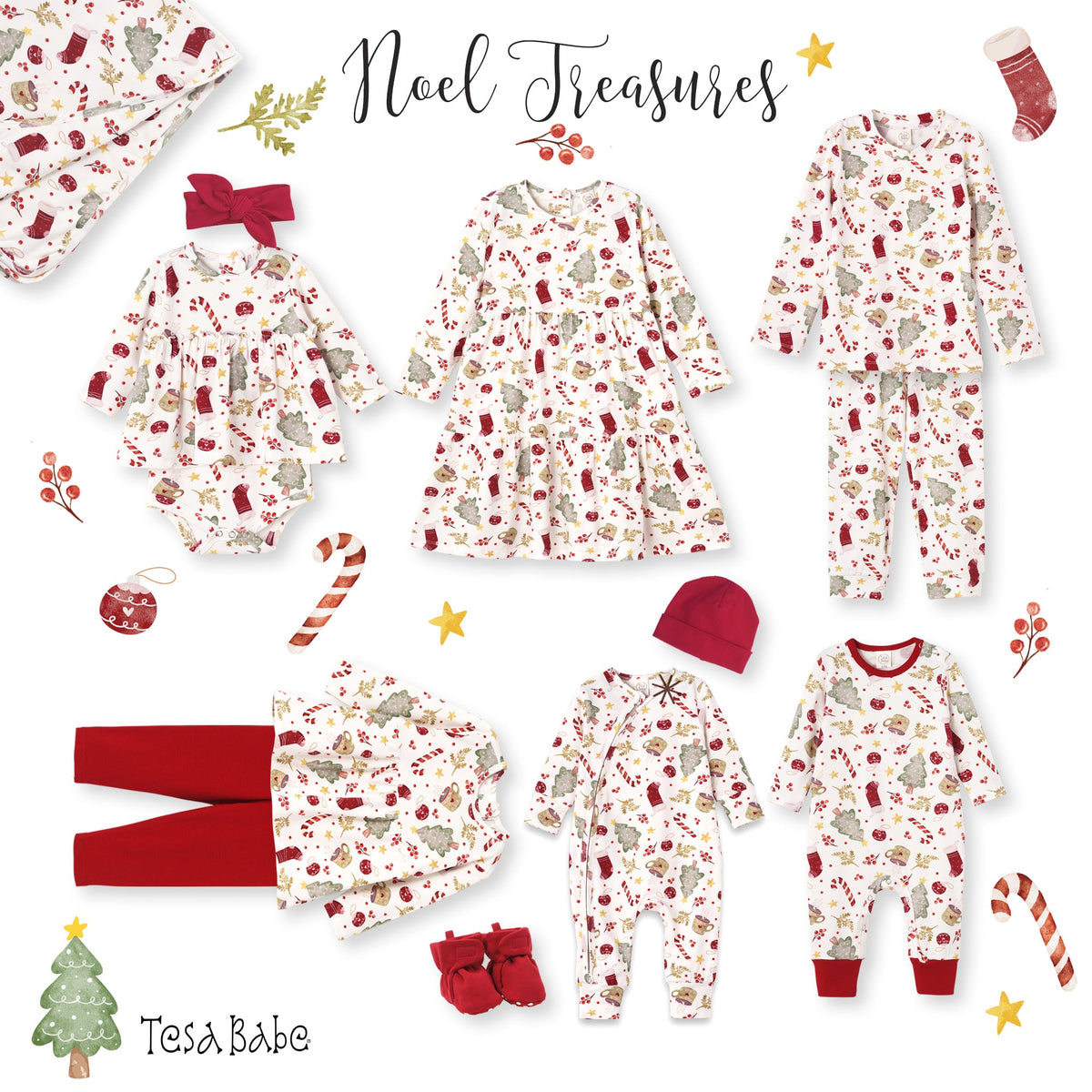 Girls' Christmas Tunic Set – Bamboo Holiday Outfit Set