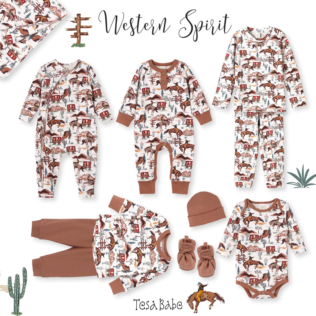 Cowboy Baby Zipper Romper - Bamboo Western Spirit Outfit
