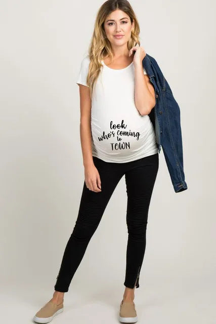 Brand New Women Pregnancy Clothes Baby Now Loading Pls Wait Maternity T-shirt Summer Short Sleeve Pregnant T-shirts