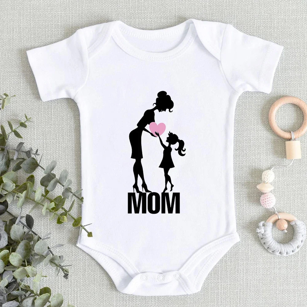 “I Love You Mom” – Aesthetic Newborn Baby Bodysuit, Soft & Comfy Toddler Jumpsuit for Boys & Girls, Casual Home Outfit