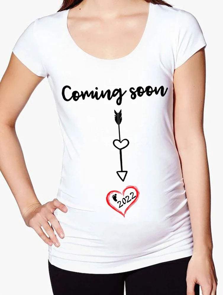 See You Soon Summer Tees Women T-shirts Slim Maternity Funny Letter Tops O-Neck Pregnancy T-shirts for Pregnant Women