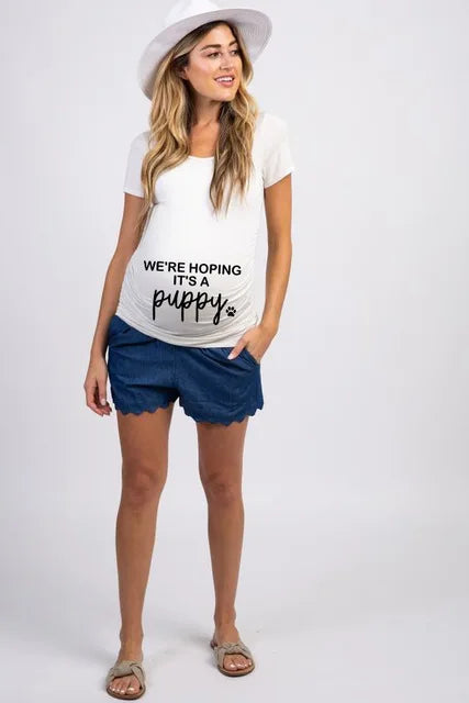 See You Soon Summer Tees Women T-shirts Slim Maternity Funny Letter Tops O-Neck Pregnancy T-shirts for Pregnant Women