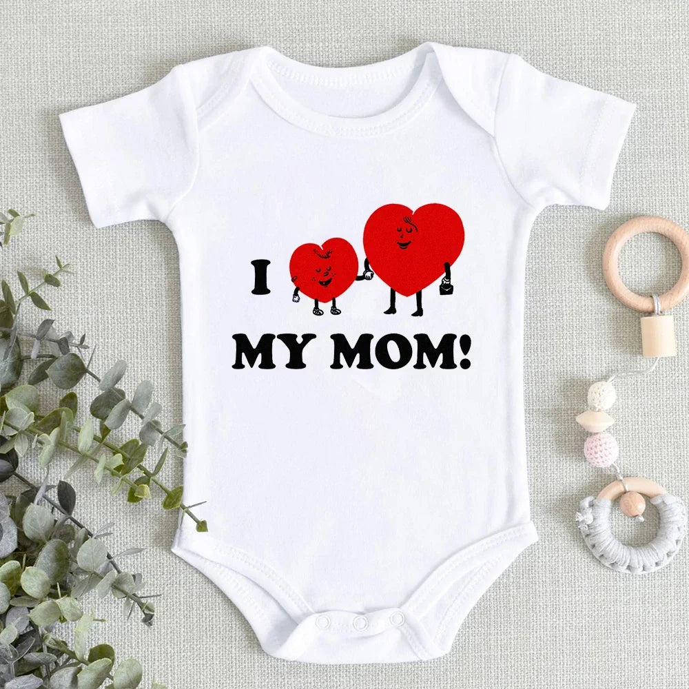 “I Love You Mom” – Aesthetic Newborn Baby Bodysuit, Soft & Comfy Toddler Jumpsuit for Boys & Girls, Casual Home Outfit