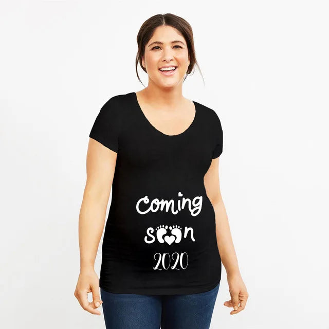 Brand New Women Pregnancy Clothes Baby Now Loading Pls Wait Maternity T-shirt Summer Short Sleeve Pregnant T-shirts