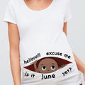 "Excuse Me, Is It January Yet?" 12 Months Summer Maternity Pregnancy T-Shirt | Black Baby Print Women Tee | Pregnant Clothes