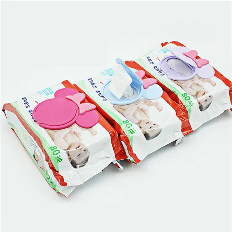 Baby Wipes Lid Baby Wet Wipes Cover Portable Child Wet Tissues Lid Cartoon Mobile Wipes Wet Paper lid Useful Accessories