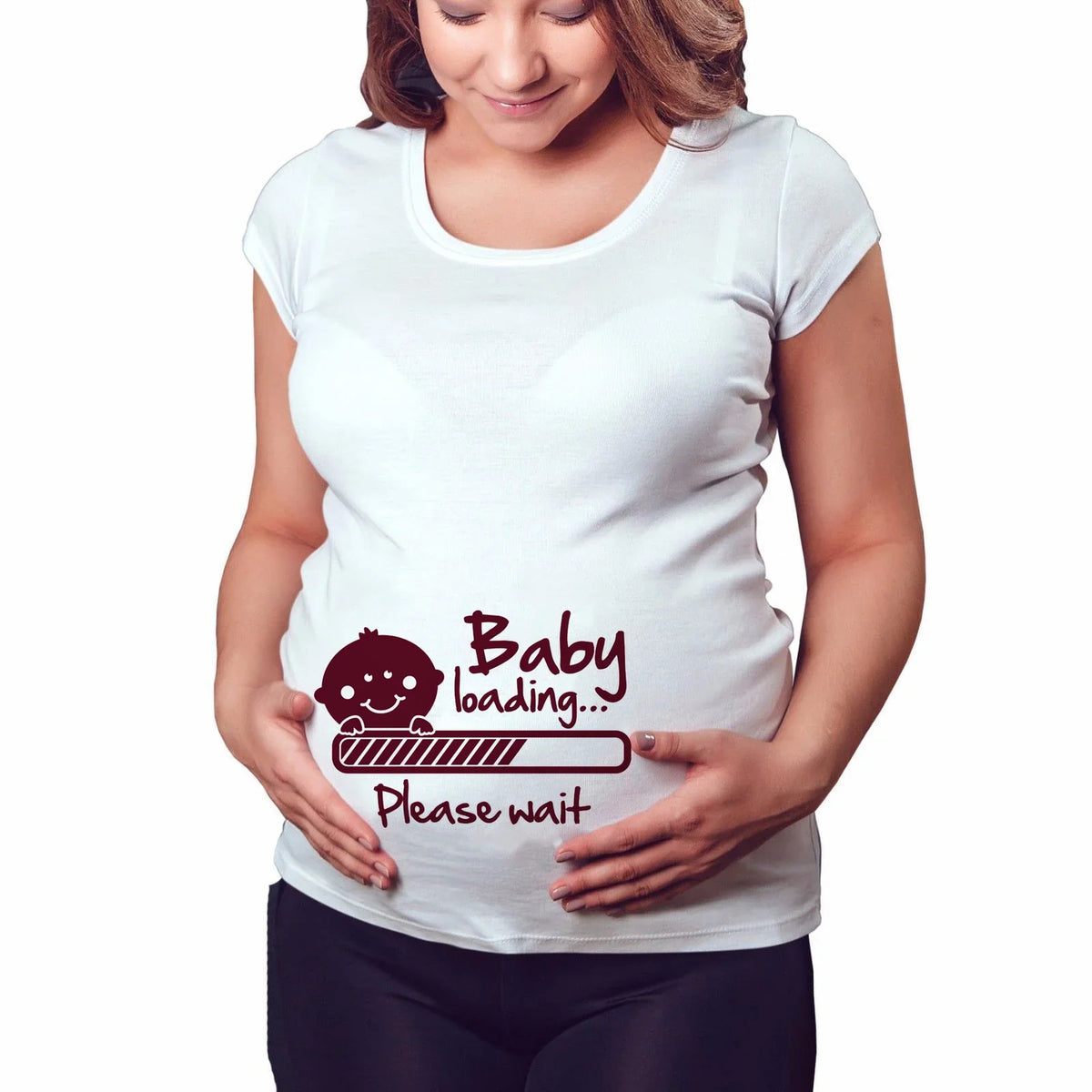 Brand New Women Pregnancy Clothes Baby Now Loading Pls Wait Maternity T-shirt Summer Short Sleeve Pregnant T-shirts