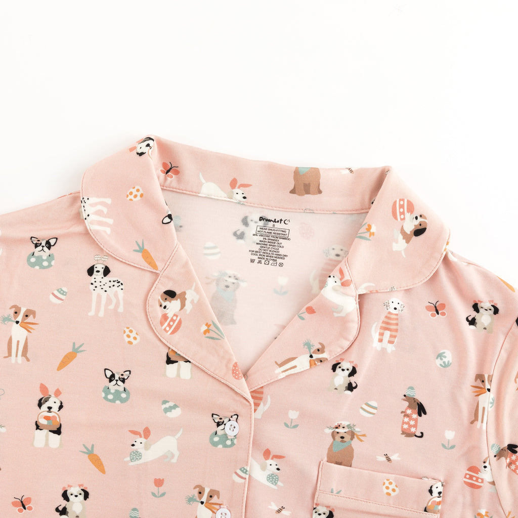 Puppy Egg Hunt (Women's Short Sleeve PJ) - Pink