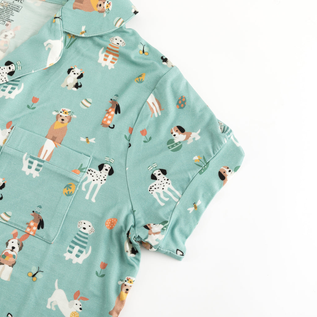 Puppy Egg Hunt (Women's Short Sleeve PJ) - Aquamarine