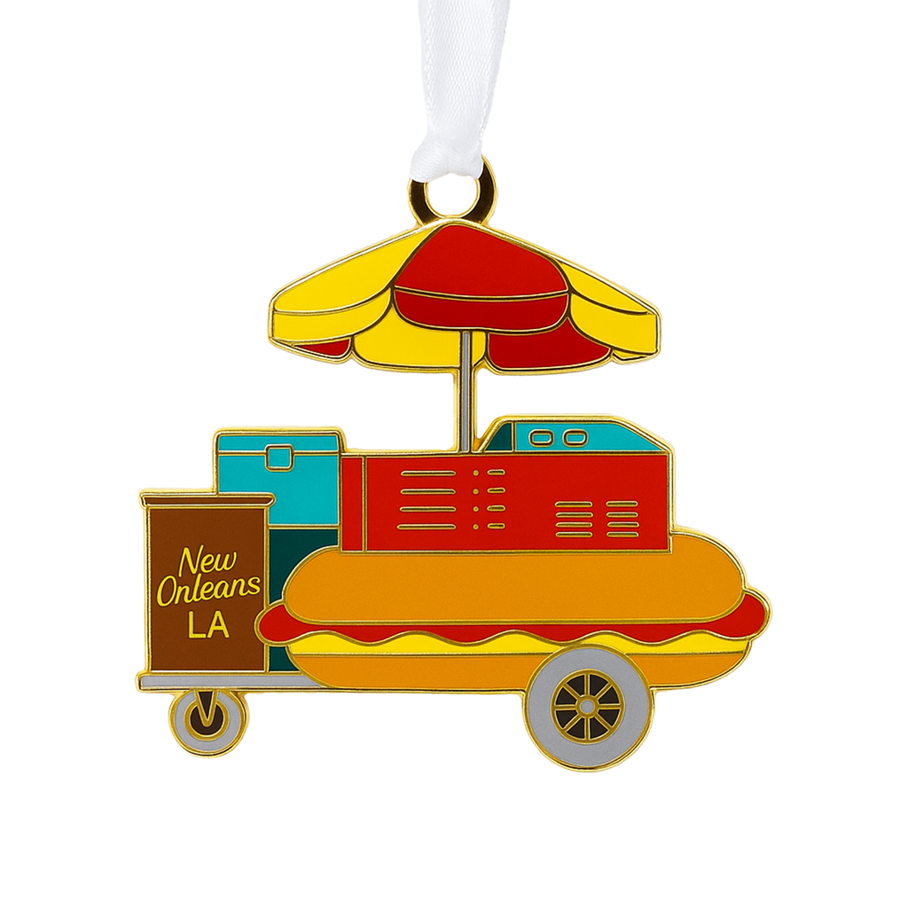 Hotdog Cart Enamel Ornament