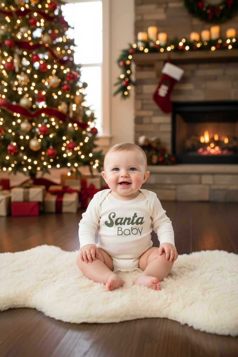Santa Baby Organic Baby Bodysuit Long Sleeve