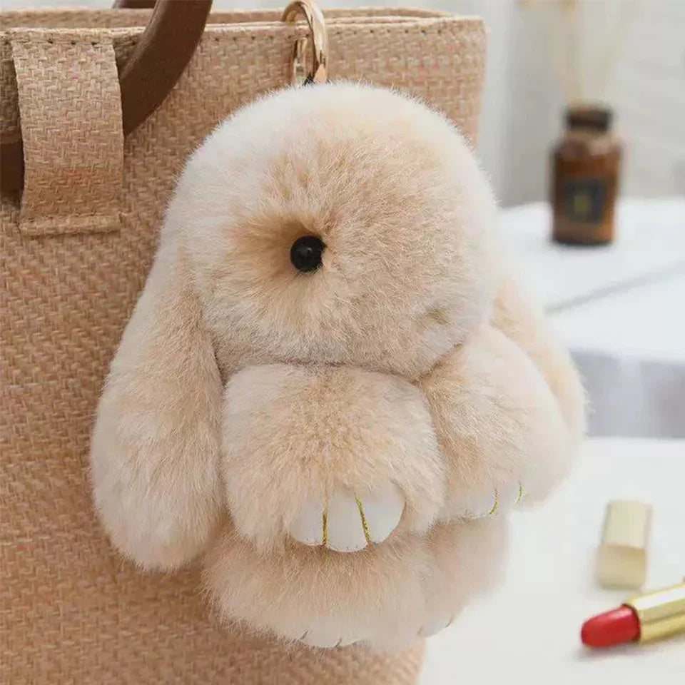 ZAKOL 15 cm (5.9 in) Fluffy Rabbit Fur Pom Pom Keychain — Soft Bunny Bag Charm