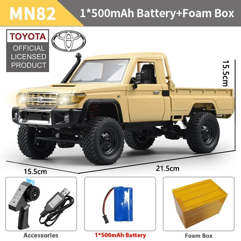 ZWN MN82 1:12 Retro RC Car with LED Lights and 4WD Remote Control Pickup Truck