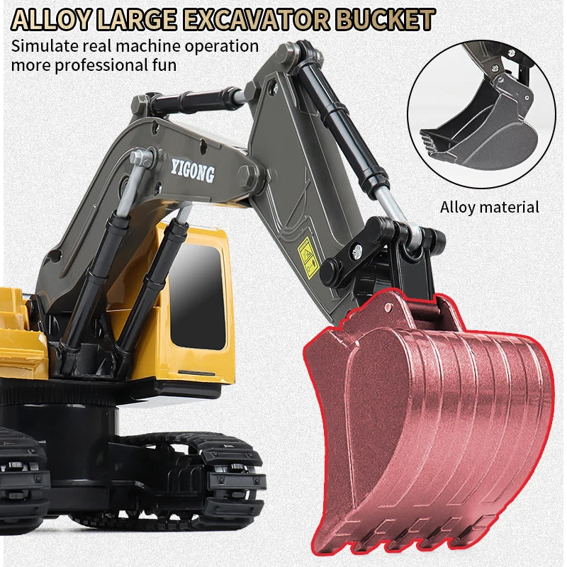ZWN 2.4G Remote Control Excavator Dump Truck Alloy Construction Vehicle Toy