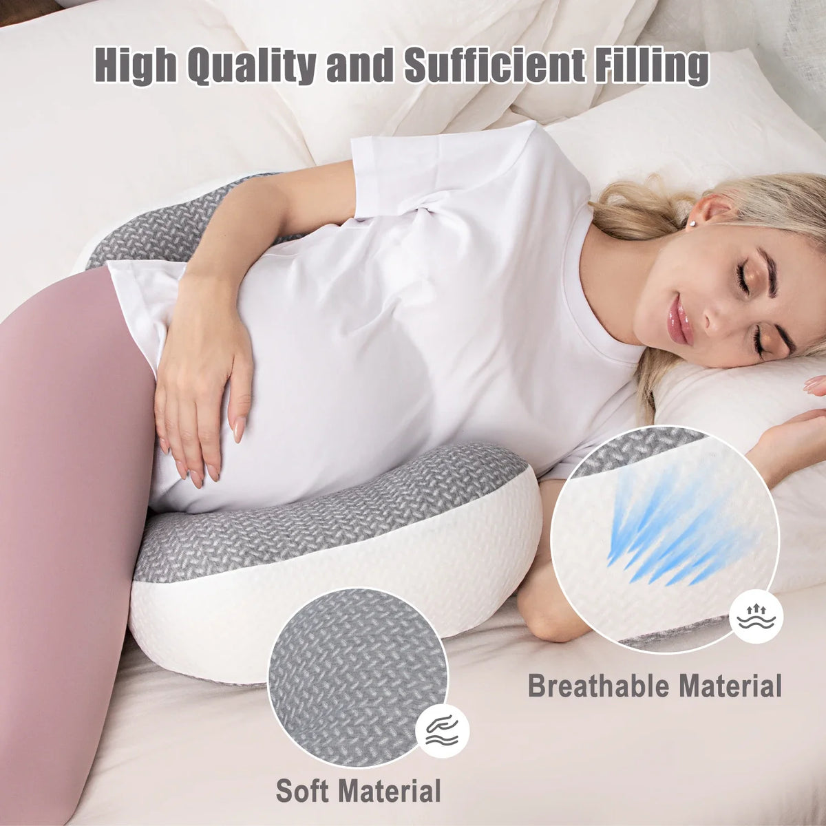 Pregnancy Pillow - Waist Protection & Side Sleeping Support Pillow for Pregnant Women