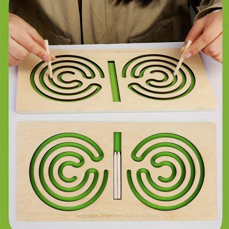 Wooden Left-Right Brain Puzzle Toy for Kids – Pen Trajectory Control Game for Hand-Eye Coordination & Focus Training
