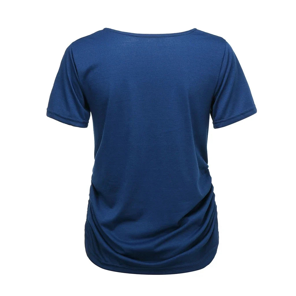 Summer Maternity Short Sleeve T-shirt Women Clothing Pregnant Zipper Twins Print Plus Size S-3XL Funny T-shirt Top Tees