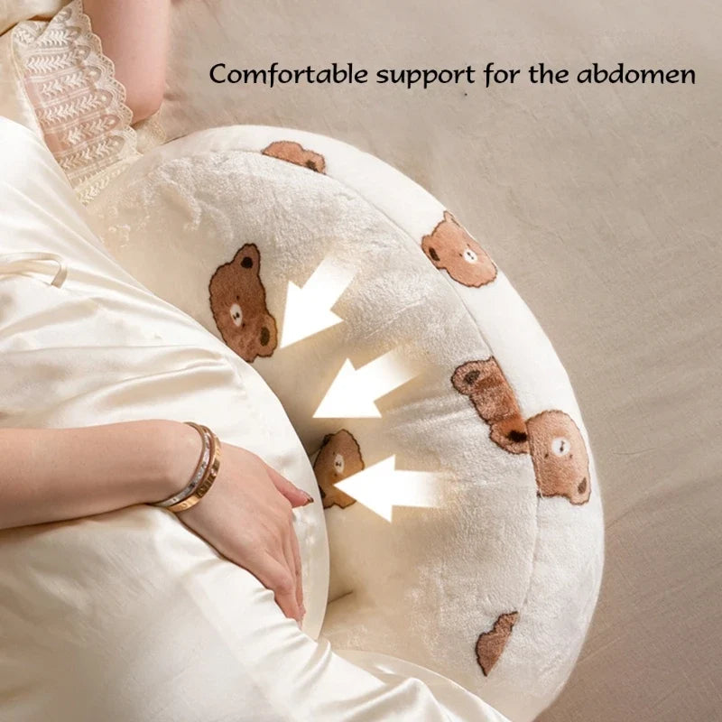Soft Maternity Pillow – Pregnancy Pillow Support for Back and Belly of Pregnant Women, Printed Bear Pattern Sleeping Pillow