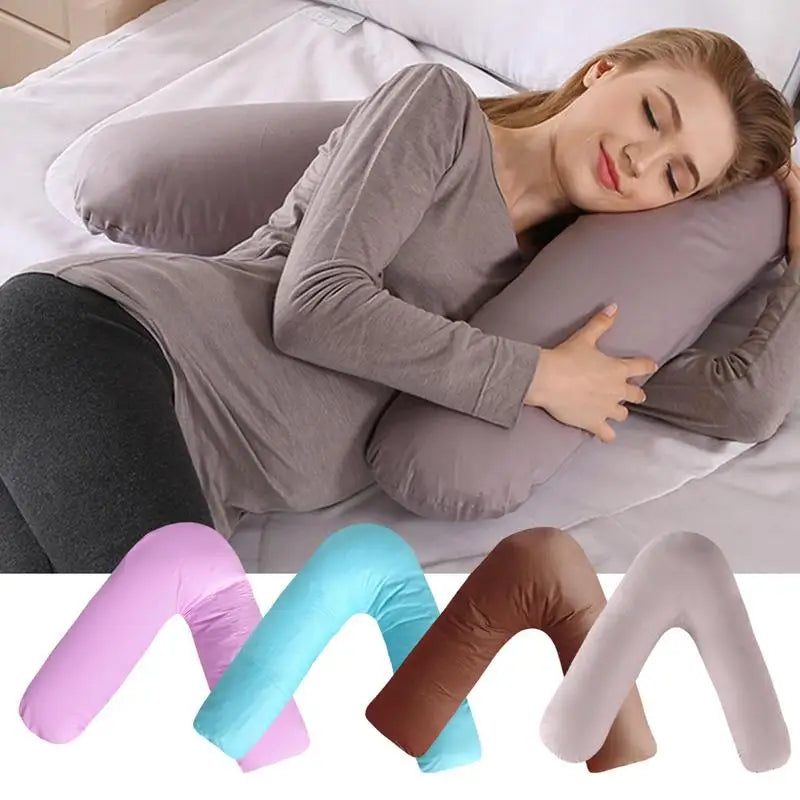 V-Shaped Maternity Pillow for Sleeping - Soft Body Pillow with Removable Cover, Nursery Must-Haves for Pregnant Mom Essentials