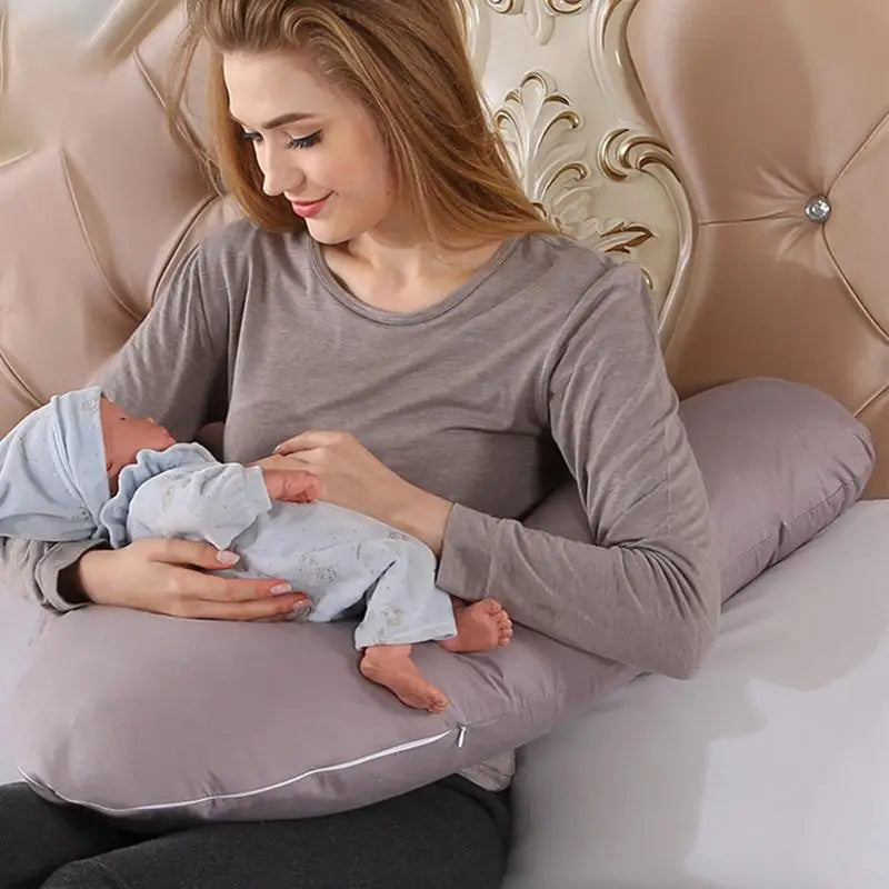 V-Shaped Maternity Pillow for Sleeping - Soft Body Pillow with Removable Cover, Nursery Must-Haves for Pregnant Mom Essentials