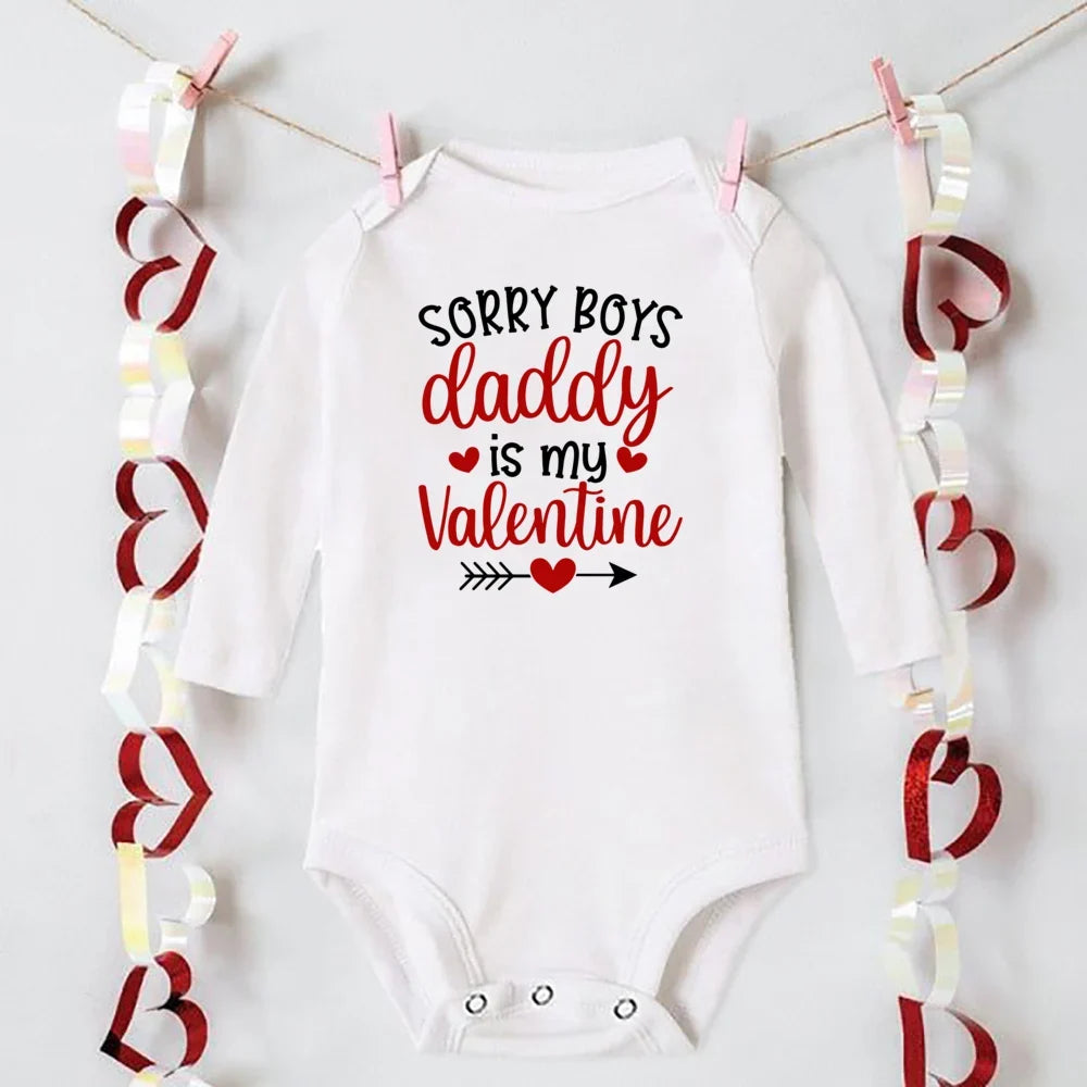 “Mommy and Daddy’s Little Valentine” – Cute Baby Romper, Newborn Long Sleeve Bodysuit, Valentine’s Day Toddler Jumpsuit