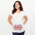 Christmas Santa Baby Print Maternity T-shirt Xmas Casual Pregnant Clothes Pregnancy Announcement T-shirt for Pregnant Women