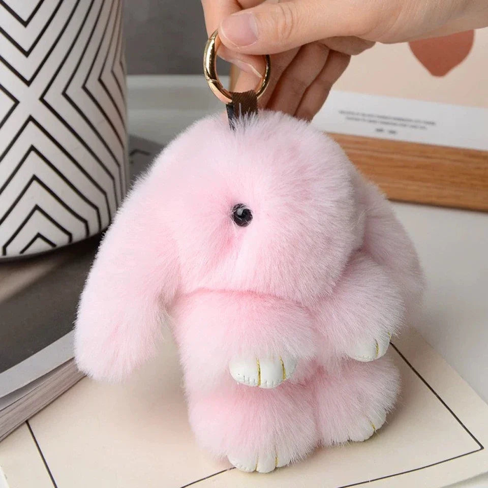 ZAKOL 15 cm (5.9 in) Fluffy Rabbit Fur Pom Pom Keychain — Soft Bunny Bag Charm