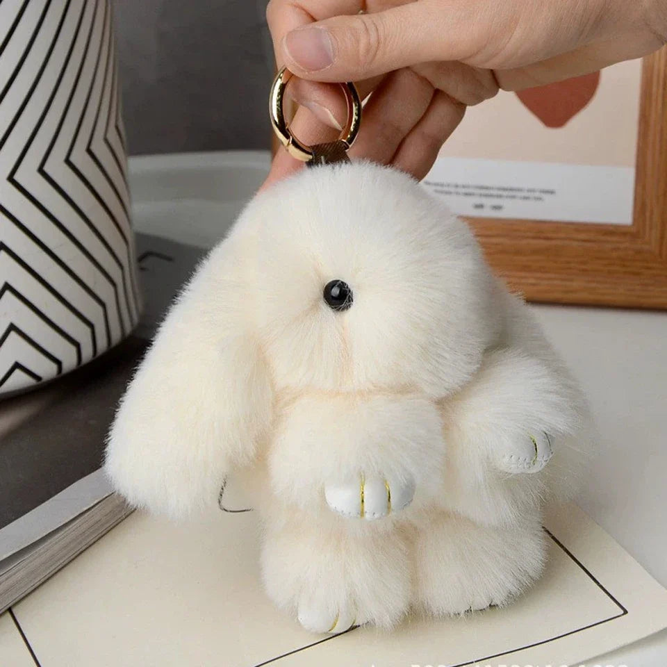 ZAKOL 15 cm (5.9 in) Fluffy Rabbit Fur Pom Pom Keychain — Soft Bunny Bag Charm