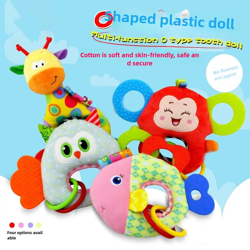 Soft Animal Hanging Handbells Rattles Plush Infant Baby Development Handle Sensory Toys WIth Teether Baby Toy For Newborn Gifts