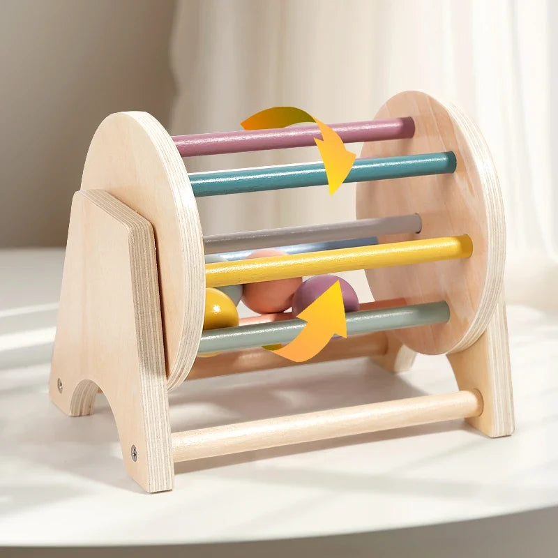 Montessori Infant Wooden Toys Coin Ball Busy Drum Baby Teaching Aid Gifts Color Shape Cognition Match Educational Sensory Toy